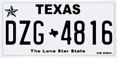 TX license plate DZG4816
