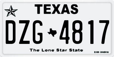 TX license plate DZG4817