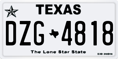 TX license plate DZG4818