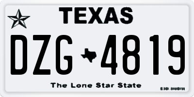 TX license plate DZG4819