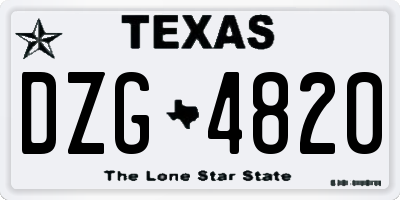 TX license plate DZG4820