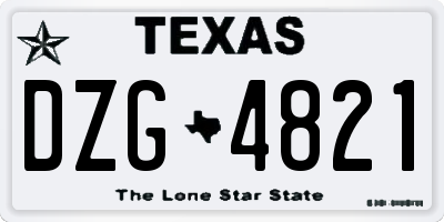 TX license plate DZG4821
