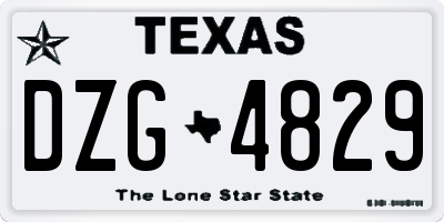TX license plate DZG4829
