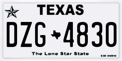 TX license plate DZG4830