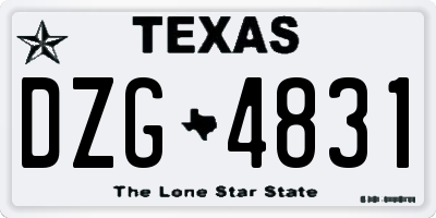 TX license plate DZG4831