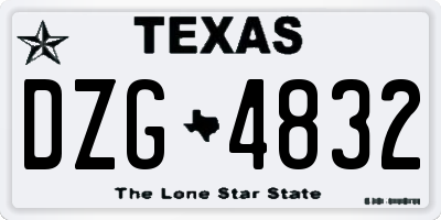 TX license plate DZG4832