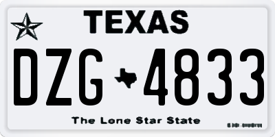 TX license plate DZG4833