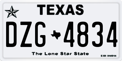 TX license plate DZG4834