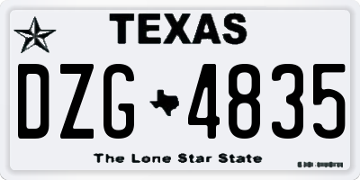 TX license plate DZG4835