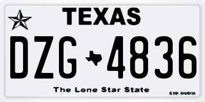 TX license plate DZG4836