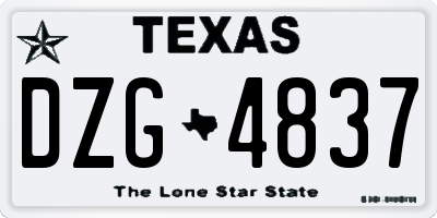 TX license plate DZG4837