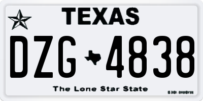TX license plate DZG4838