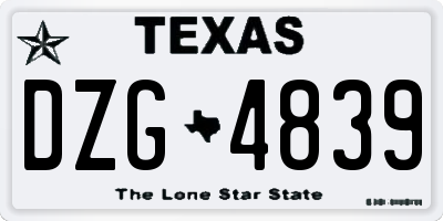TX license plate DZG4839