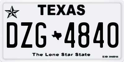 TX license plate DZG4840