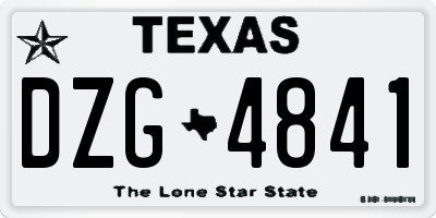 TX license plate DZG4841