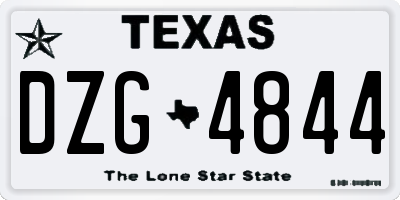 TX license plate DZG4844