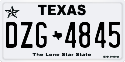 TX license plate DZG4845