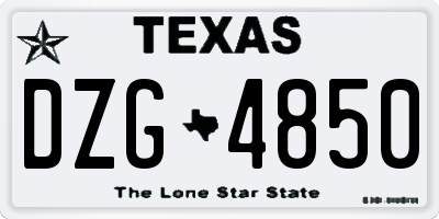 TX license plate DZG4850