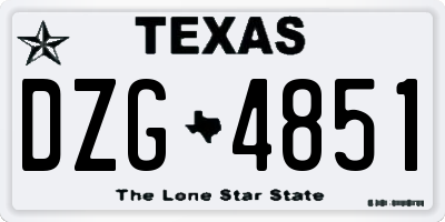 TX license plate DZG4851