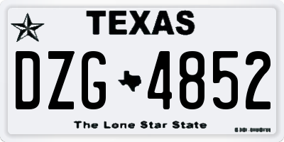 TX license plate DZG4852