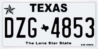 TX license plate DZG4853