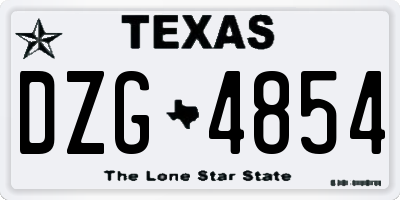 TX license plate DZG4854