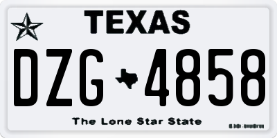 TX license plate DZG4858