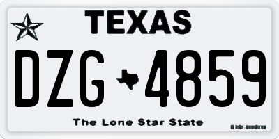 TX license plate DZG4859