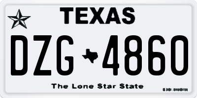 TX license plate DZG4860