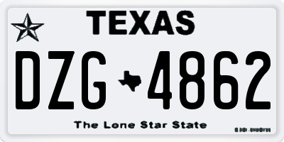TX license plate DZG4862