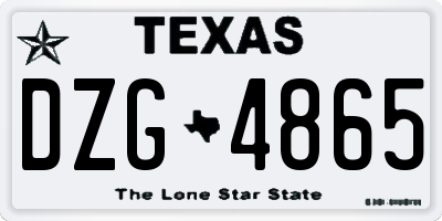 TX license plate DZG4865