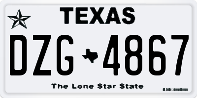 TX license plate DZG4867
