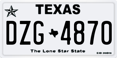 TX license plate DZG4870