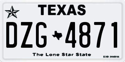 TX license plate DZG4871