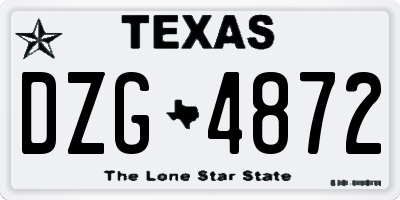 TX license plate DZG4872