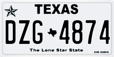 TX license plate DZG4874
