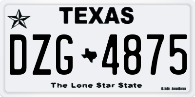 TX license plate DZG4875