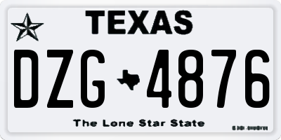 TX license plate DZG4876