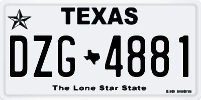 TX license plate DZG4881