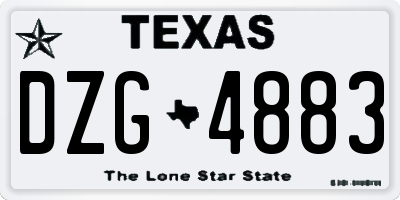 TX license plate DZG4883