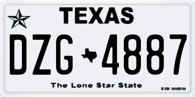 TX license plate DZG4887