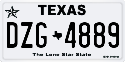 TX license plate DZG4889