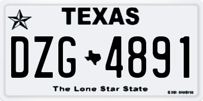 TX license plate DZG4891
