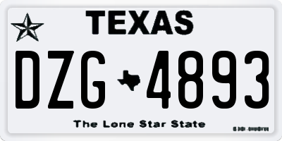 TX license plate DZG4893