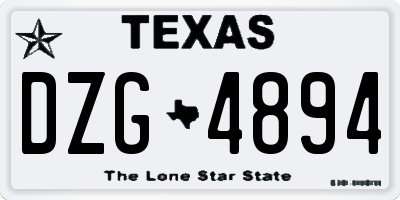 TX license plate DZG4894