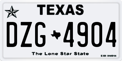 TX license plate DZG4904