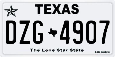 TX license plate DZG4907