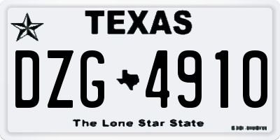TX license plate DZG4910
