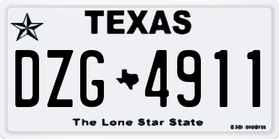 TX license plate DZG4911