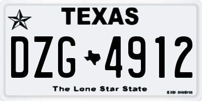 TX license plate DZG4912